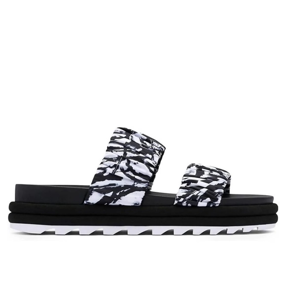 Sorel Women's Roaming Two Strap Slide Sandal - Black/White | Size 11 - Picture 1 of 10